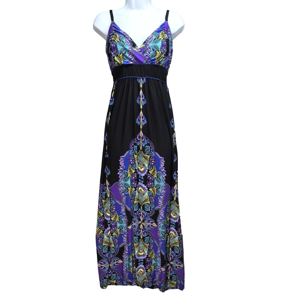 Y2K Snap Maxi Slip Dress Sz L Alt Whimsigoth Witchy Goth Vamp Retro Purple Black